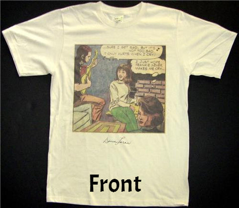 Vintage "Beach Blanket Bingo" Cartoon Organic Tee in Tan-Size Medium Only